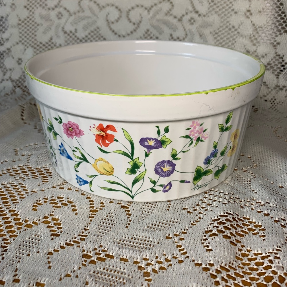Large Vintage Floral Ceramic Dish